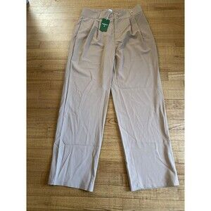 NWT HALARA Hi Waisted Lg TALL Baggy Pants Pleated Wide Leg Granola Business Tan